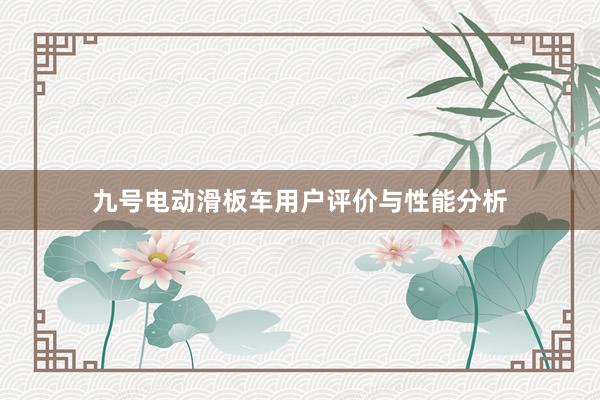 九号电动滑板车用户评价与性能分析